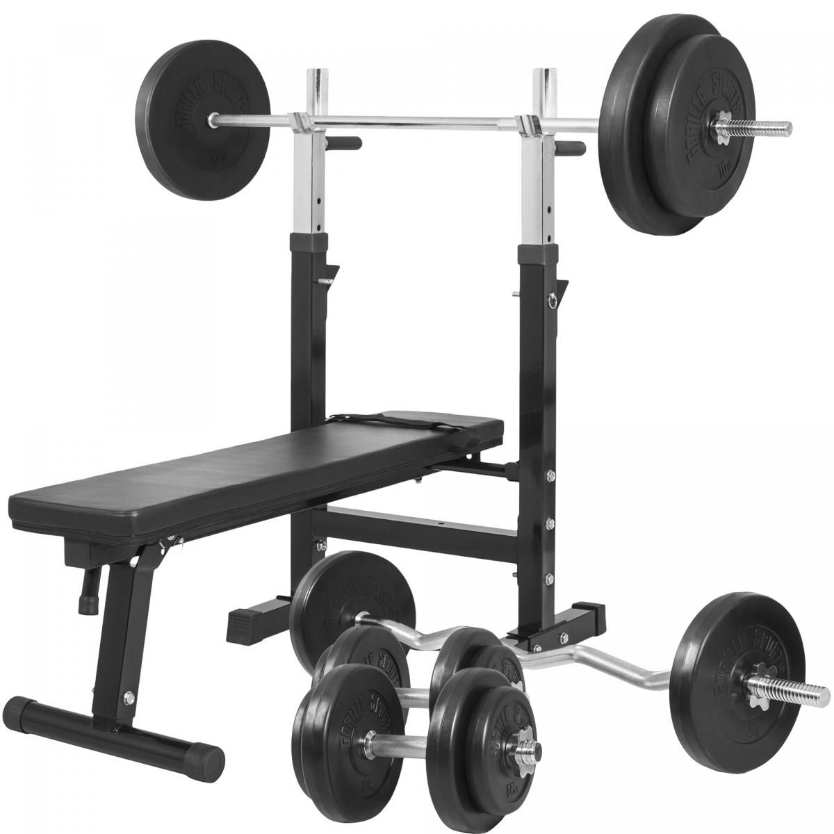 Banc de musculation professionnel - GORILLA SPORTS - Noir - Dossier et  assise réglables - Charge maximale 250 kg - Cdiscount Sport