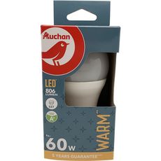 AUCHAN Ampoule LED Standard E27 60W Couleur chaude