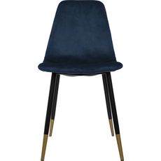 ATMOSPHERA Lot de 4 chaises assise velours pieds métal LAURA (Bleu)
