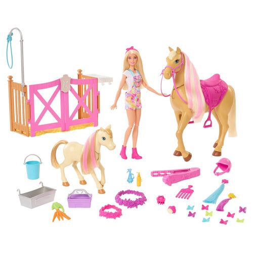 Barbie - Coffret toilettage des chevaux + 1 poupée