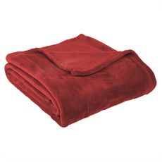 ACTUEL Plaid, couvre-lit, jeté de canapé uni très moelleux velvet 260 g/m² (Rouge)