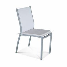  Lot de 4 galettes de chaises - 43 x 40 cm - bleu canard. tissu déperlant. réversibles. anti UV. petites cordes pour attacher (Imprimé gris)