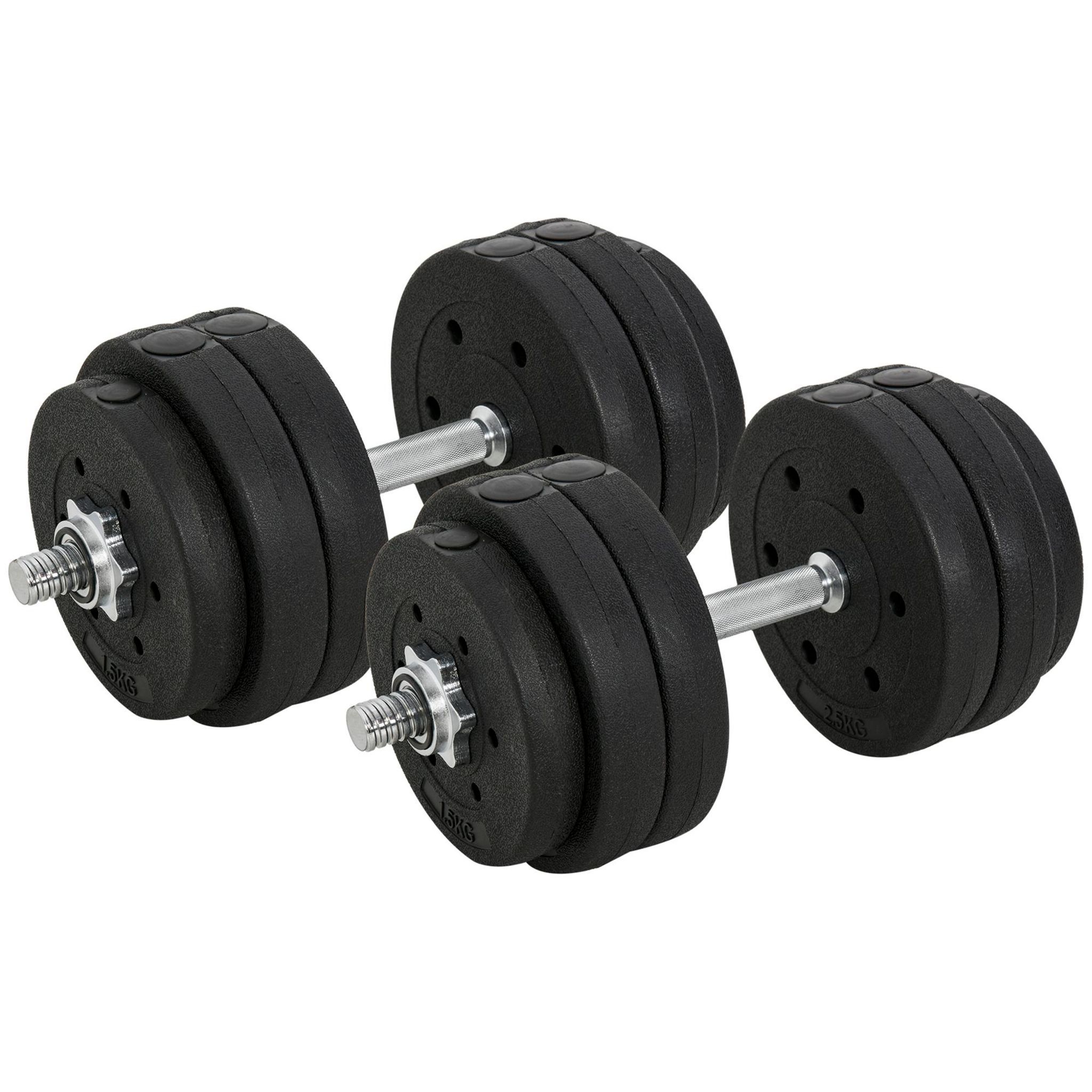 HOMCOM Ensemble d'haltères 2 pièces musculation 10 KG barre d