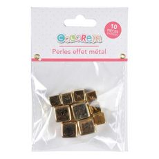 Paris Prix Lot de 10 Perles Cube  Effet Métal  1-1,5cm Or