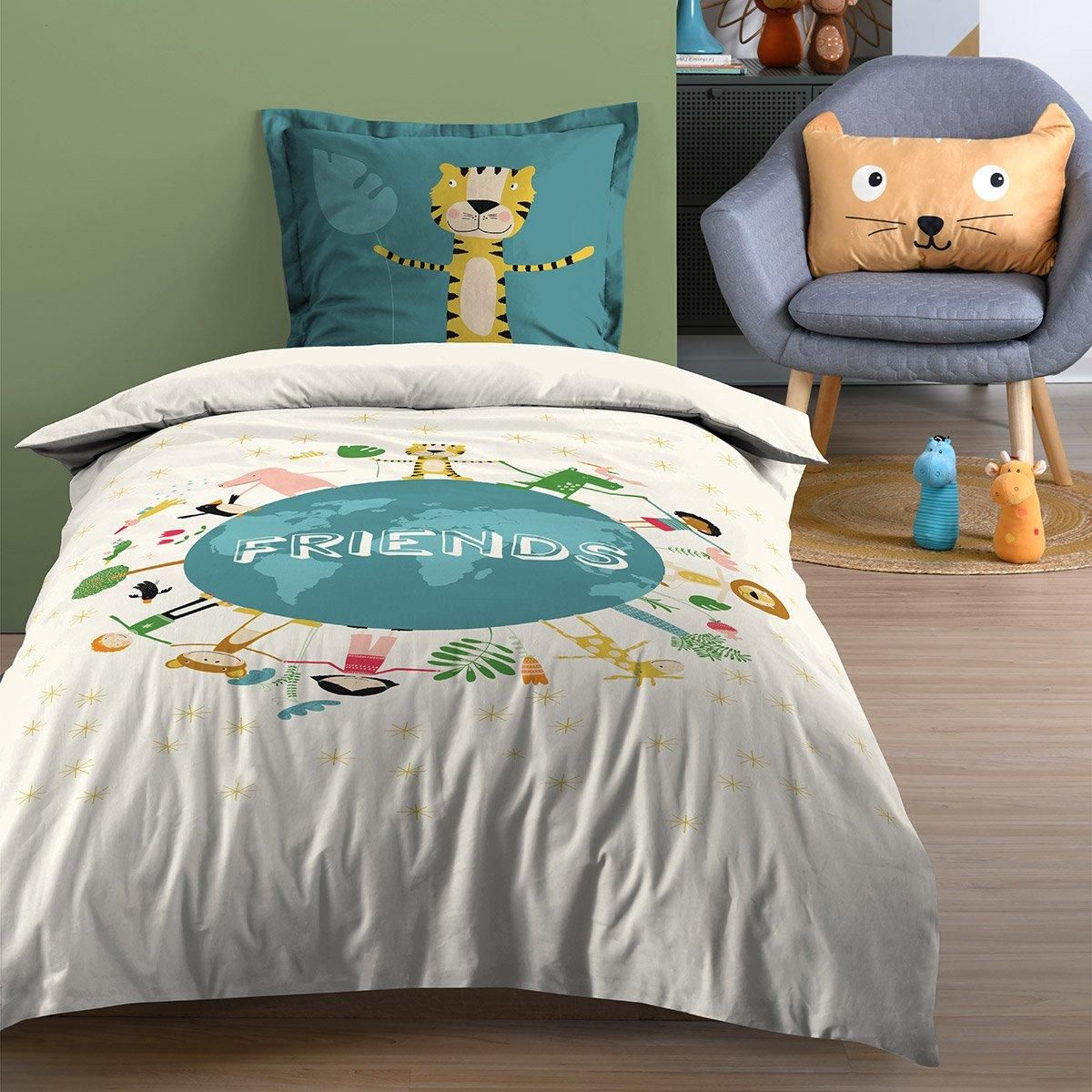 Lovely Casa Housse de couette 140x200 Amis + 1 taie coton 57 fils