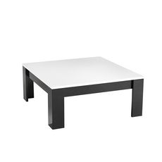 Table basse de salon carrée moderne laqué brillant bicolore L100cm MILANO (Noir/blanc)