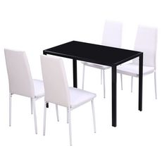 Ensemble de table a manger cinq pieces noir et blanc