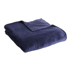 ACTUEL Plaid, couvre-lit, jeté de canapé uni douceur en polyester 240 g/m² (Bleu marine )