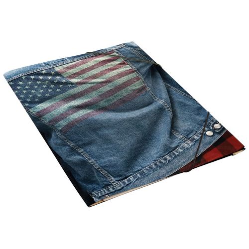 Chemise cartonnée à élastique 24x32cm drapeau US sur veste en jean