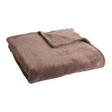 ACTUEL Plaid, couvre-lit, jeté de canapé uni douceur en polyester 240 g/m² (Marron)