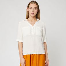 IN EXTENSO Chemise manches courtes écru col v femme