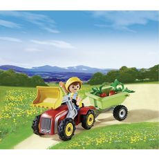 PLAYMOBIL Oeuf Enfant avec tracteur et remorque