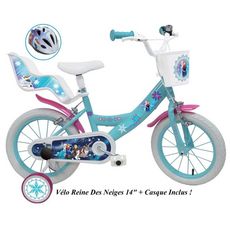 Disney La Reine des Neiges Vélo  14  Licence  Reine des Neiges  + casque pour enfant de 4 à 6 ans avec stabilisateurs à molettes