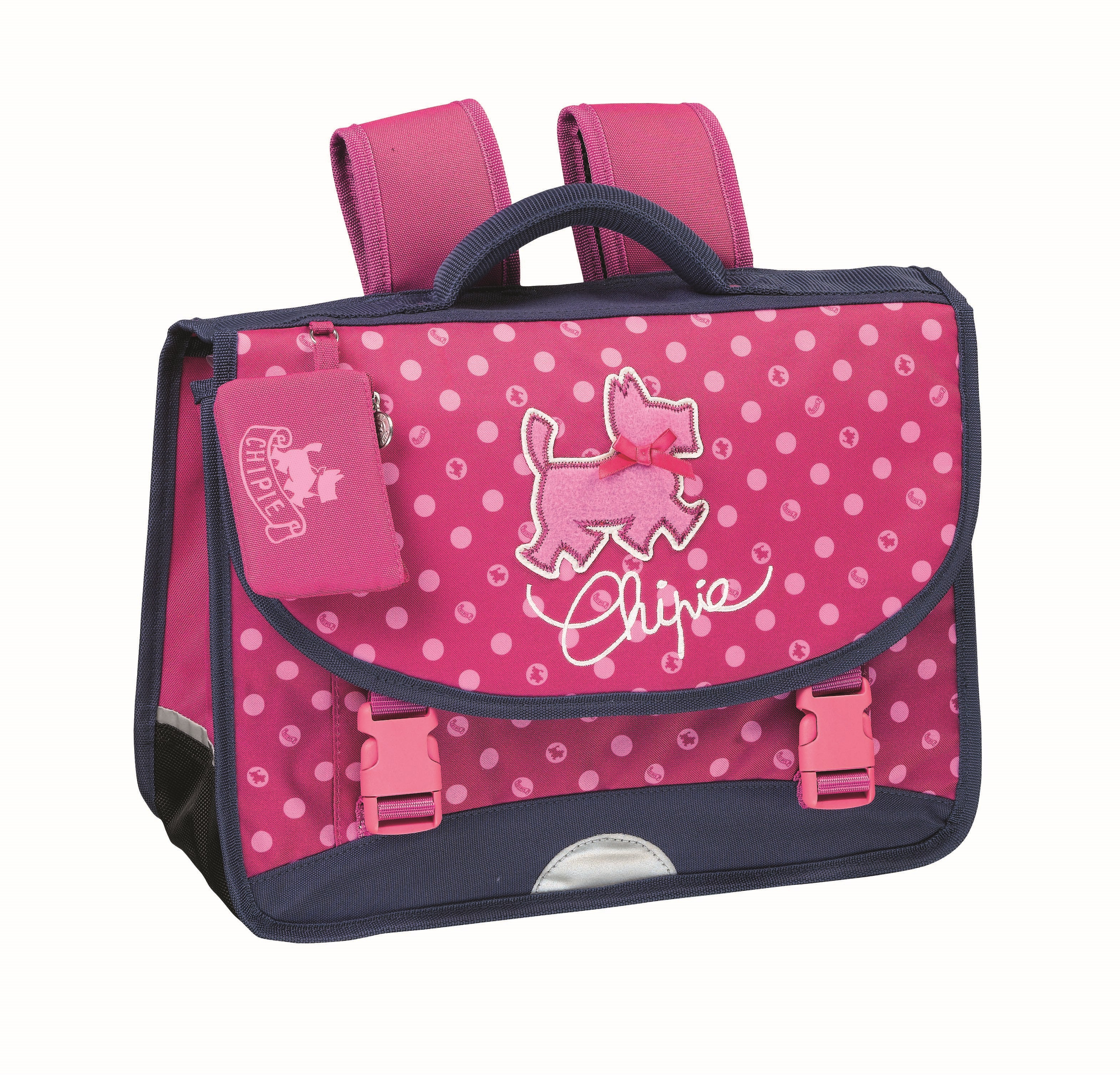 CHIPIE Cartable a pois PORTE MONNAIE OFFERT 36 cm rose pas cher Auchan