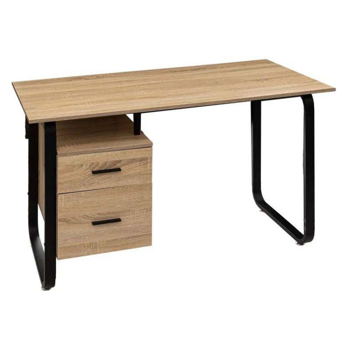 Bureau 2 Tiroirs Design Caisson 120cm Naturel pas cher 