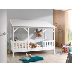 Vipack Lit Cabane 90x200 Sommier inclus HouseBed - Blanc