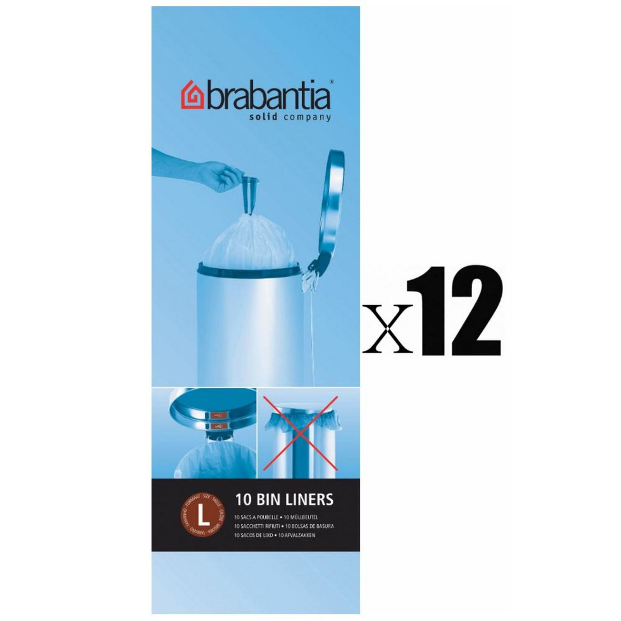 BRABANTIA Lot de 12 rouleaux de 10 sacs poubelles l 45l - BRA-371547X12 pas  cher 