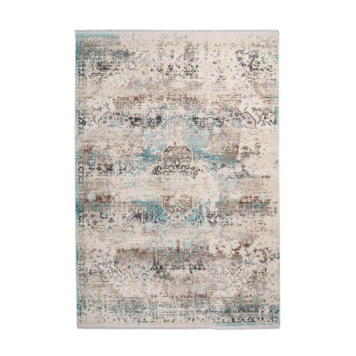 Paris Prix Tapis Oriental à Poils Courts  Anouk  Taupe & Turquoise
