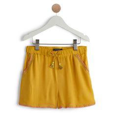 IN EXTENSO Short brodé fille (Jaune)
