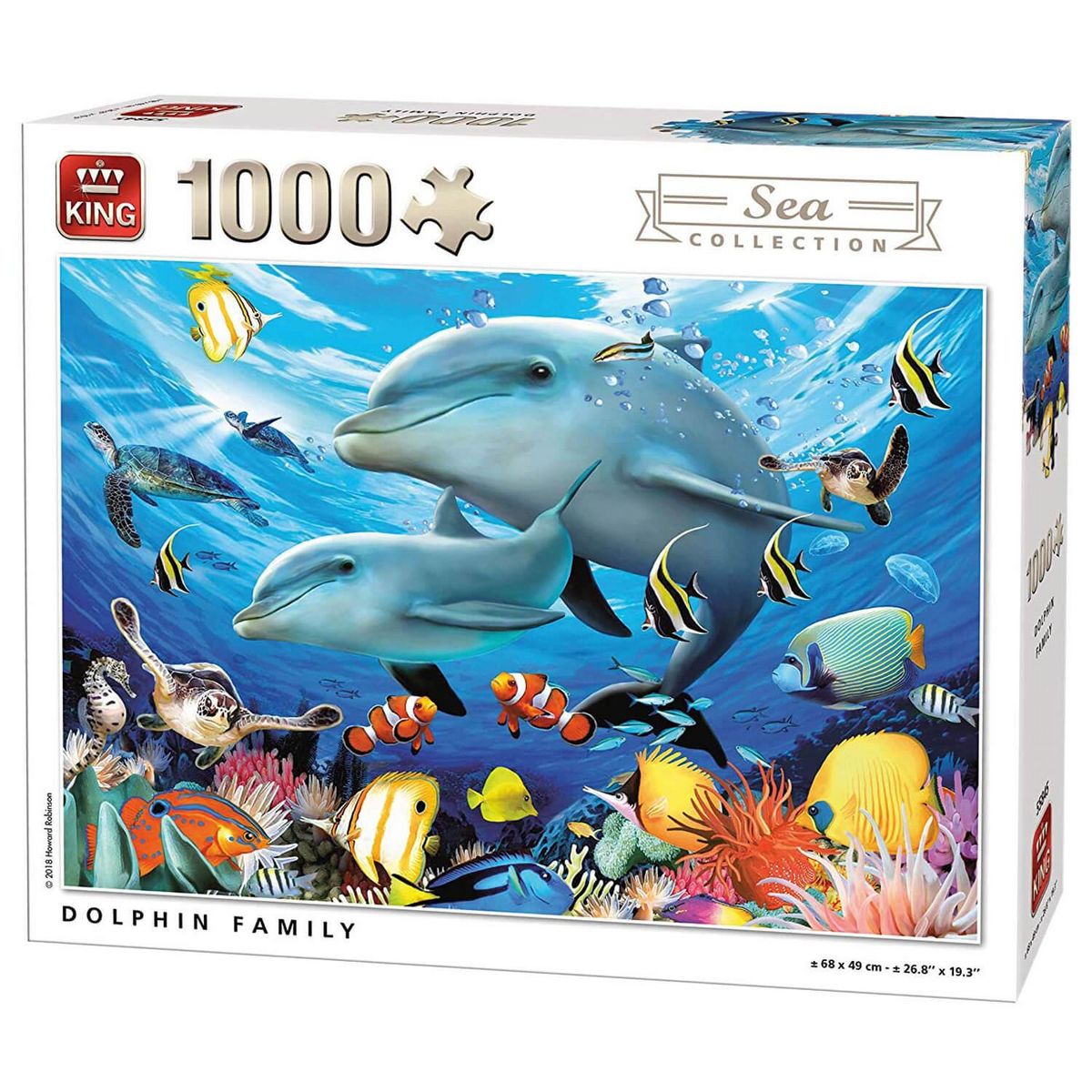 King Puzzles Puzzle 1000 pièces : Sea Collection : Famille de dauphins
