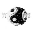 Charm perle yin yang orné de cristaux scintillants et acier par SC Crystal