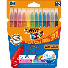 Noir Boîte de 12 BIC Kids Visacolor XL Feutres de Coloriage à Pointe Large 