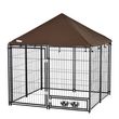 PAWHUT Chenil extérieur pour chiens en métal et tissu oxford avec support gamelle et toit résistant aux intempéries espace spacieux 141 x 141 x 121 cm noir