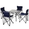 OUTSUNNY Table de camping + 4 chaises + sac de transport - pliant léger petit portable - pour pique-nique, festival, barbecue, randonnée, pêche - acier alu. noir Oxford bleu