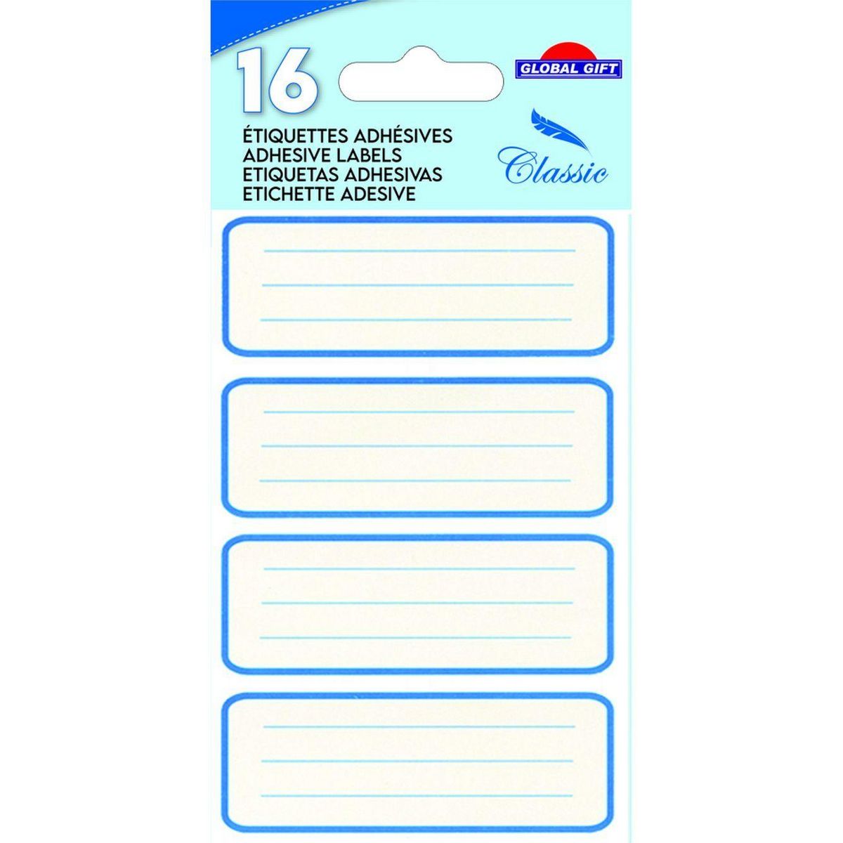 Youdoit 16 étiquettes adhésives scolaires - Rectangle allongé bleu