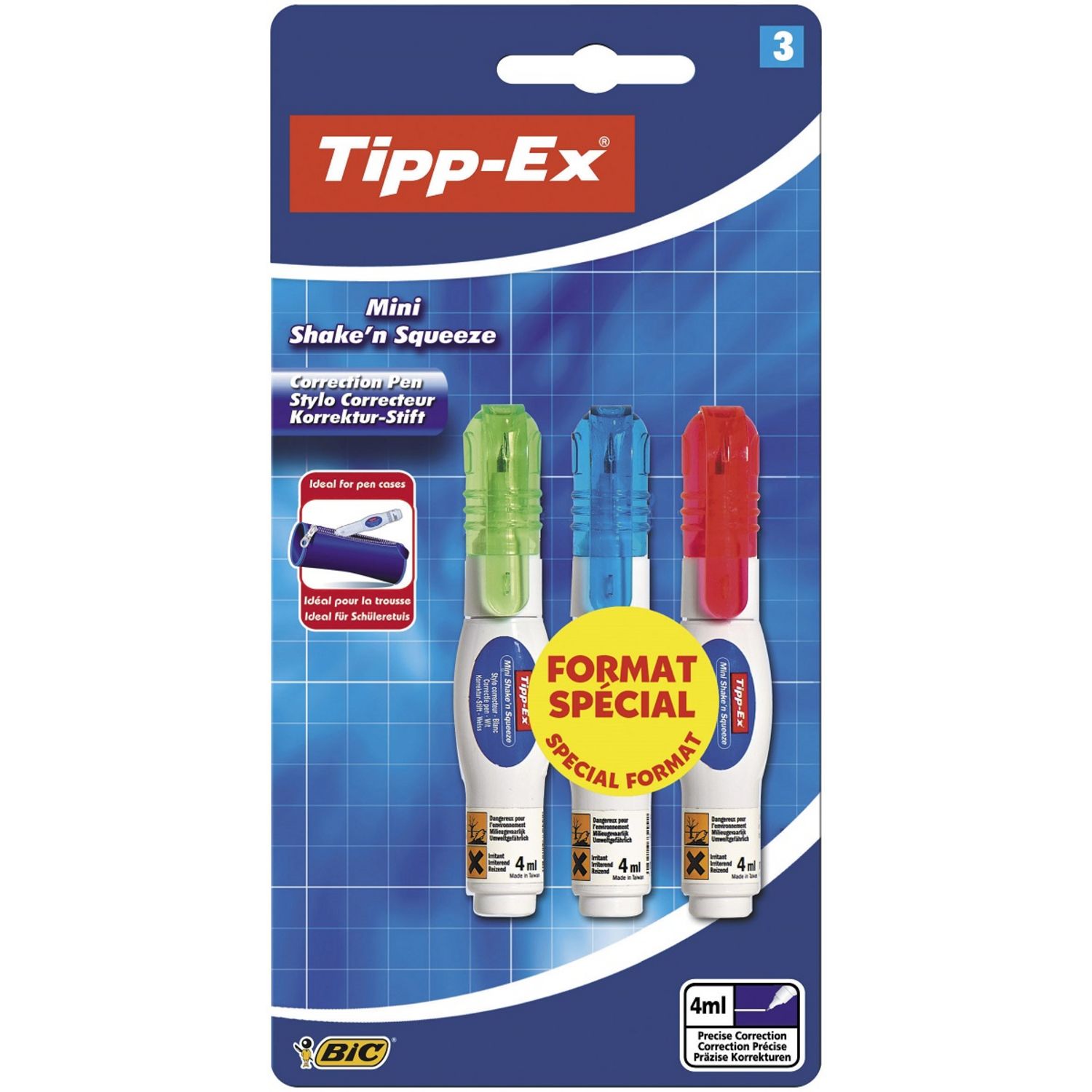 Liquide correcteur correcteur Shake n Squeeze Tipp-ex - 3 stylos