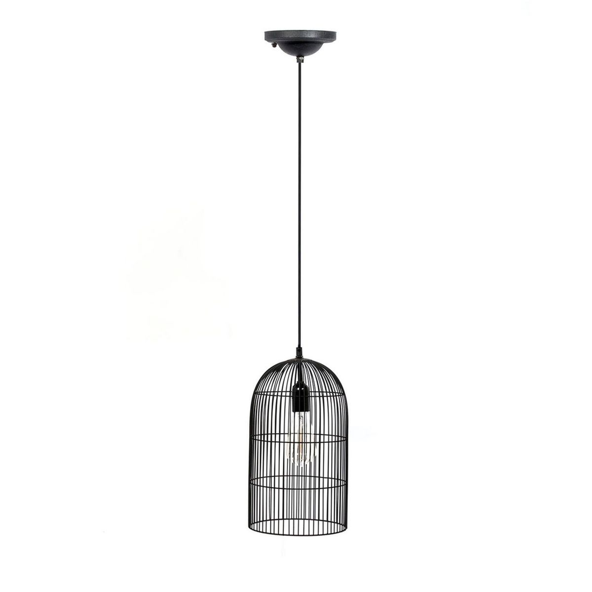 The Home Deco Factory Suspension luminaire en métal filaire Cage - Diam. 20 cm - Noir