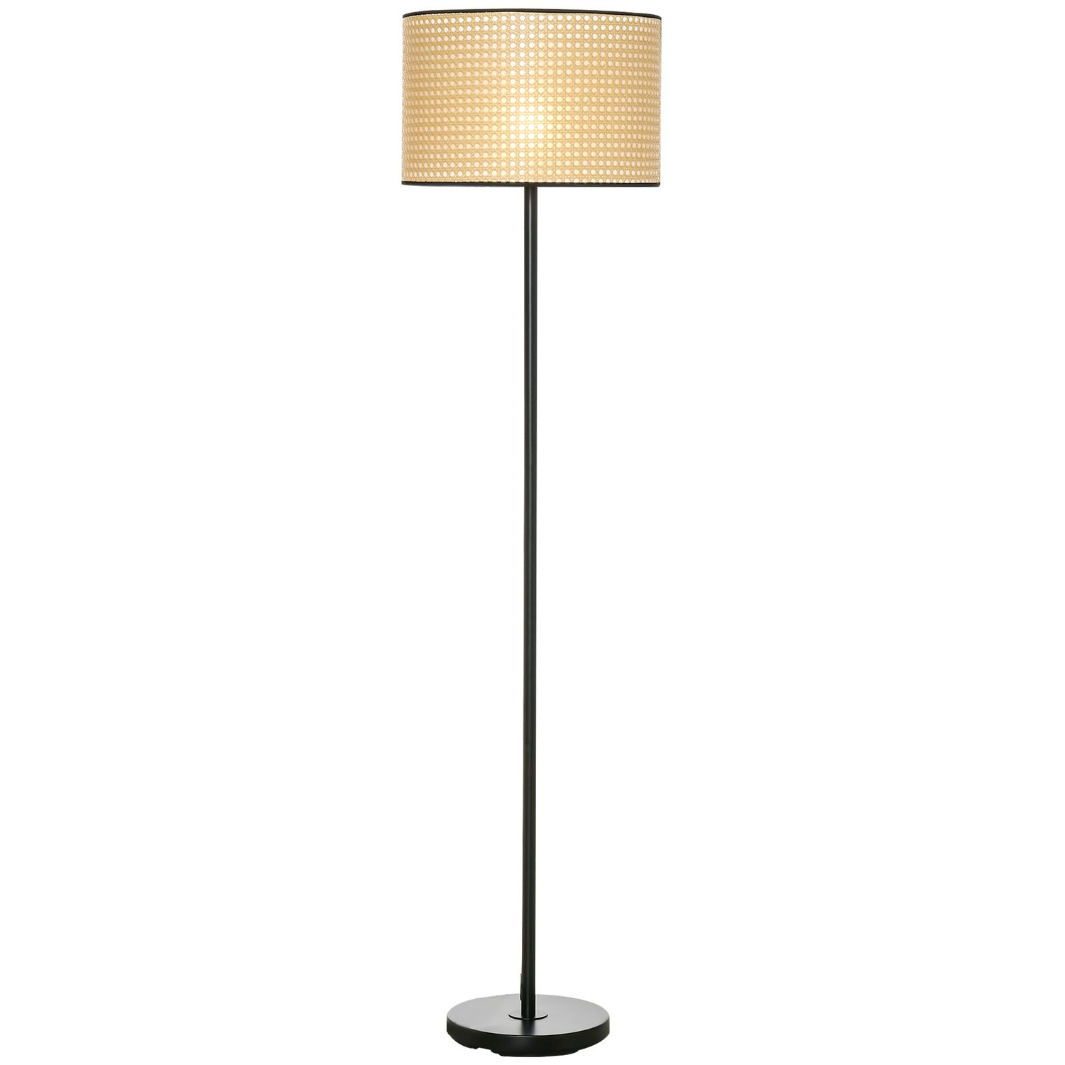 HOMCOM Lampadaire sur pied salon abat-jour en corde de papier design  naturel base E27 Max. 40W - Ø 26 x 158H cm