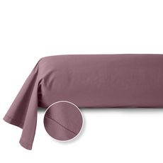 ACTUEL Taie de traversin unie en percale de coton 70 fils - collection permanente (Bordeaux violet)