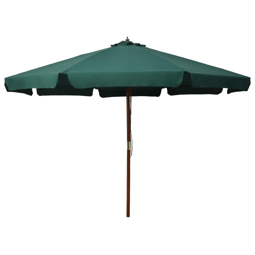 Parasol d'exterieur avec mat en bois 330 cm Vert