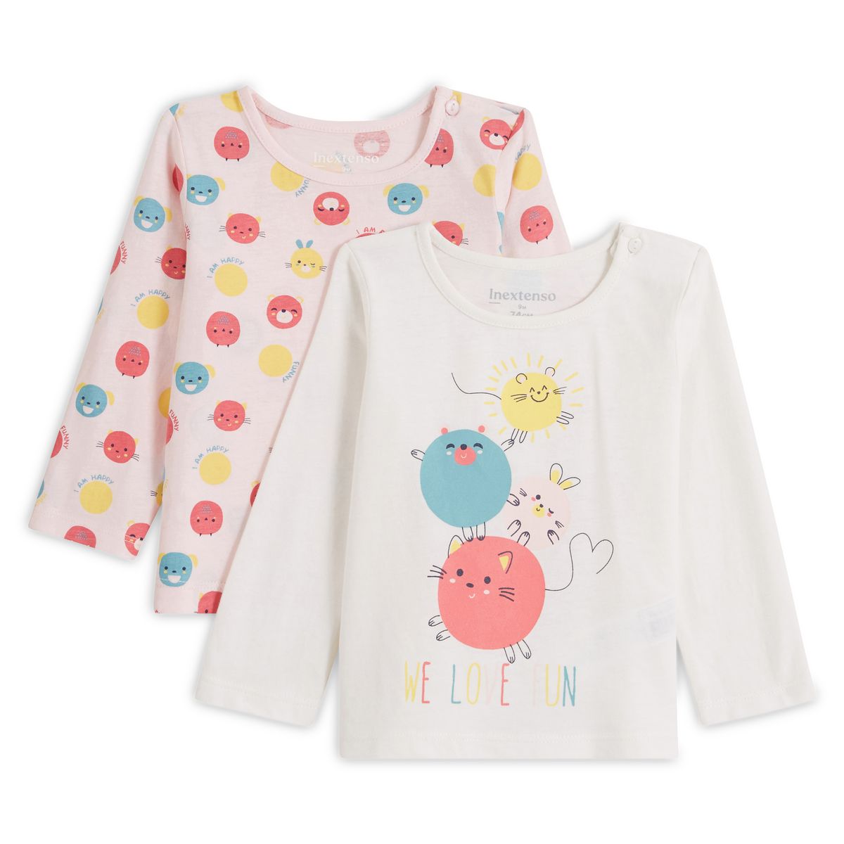 INEXTENSO Lot de 2 t-shirt manches longues bébé fille