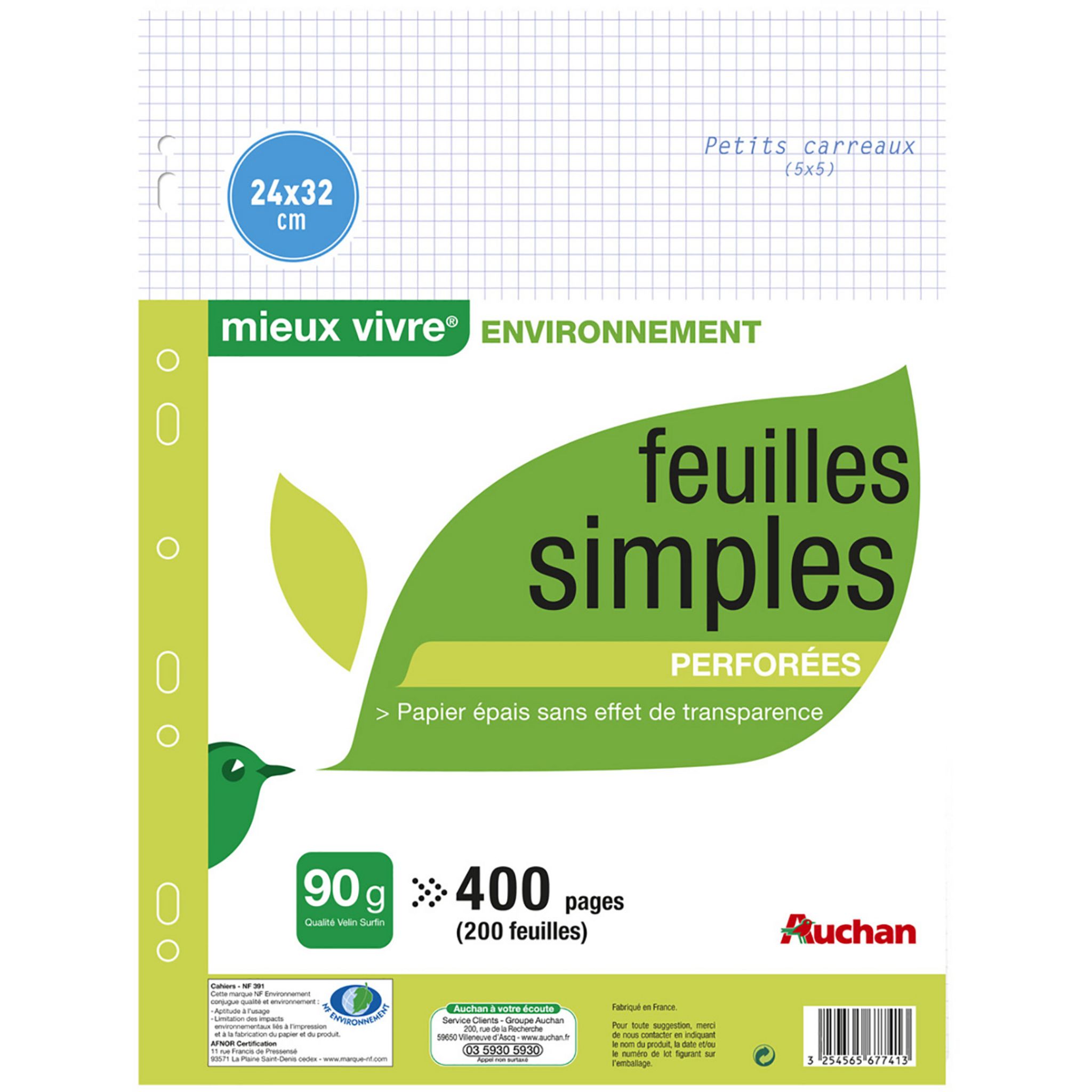 AUCHAN Cahier de papier à dessin 32 feuilles 24x32cm 125g/m2 blanc pas cher  