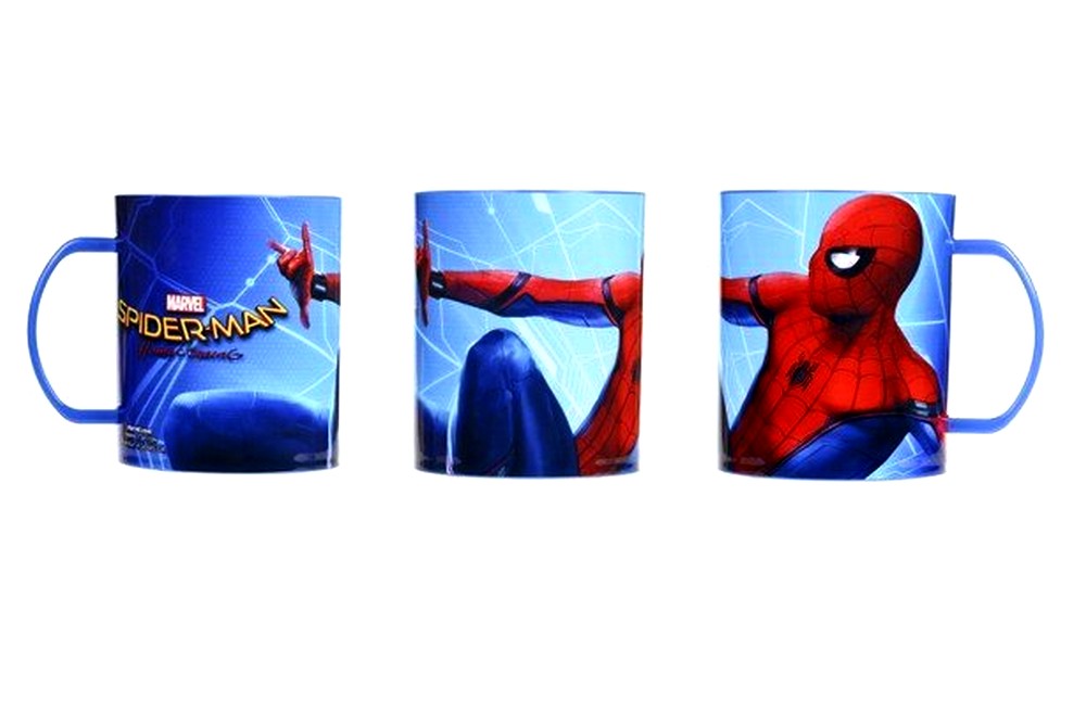 Mini tasse en plastique réutilisable avec personnage pour enfants - 265 ml  - Passe au micro-ondes (Spiderman Street)