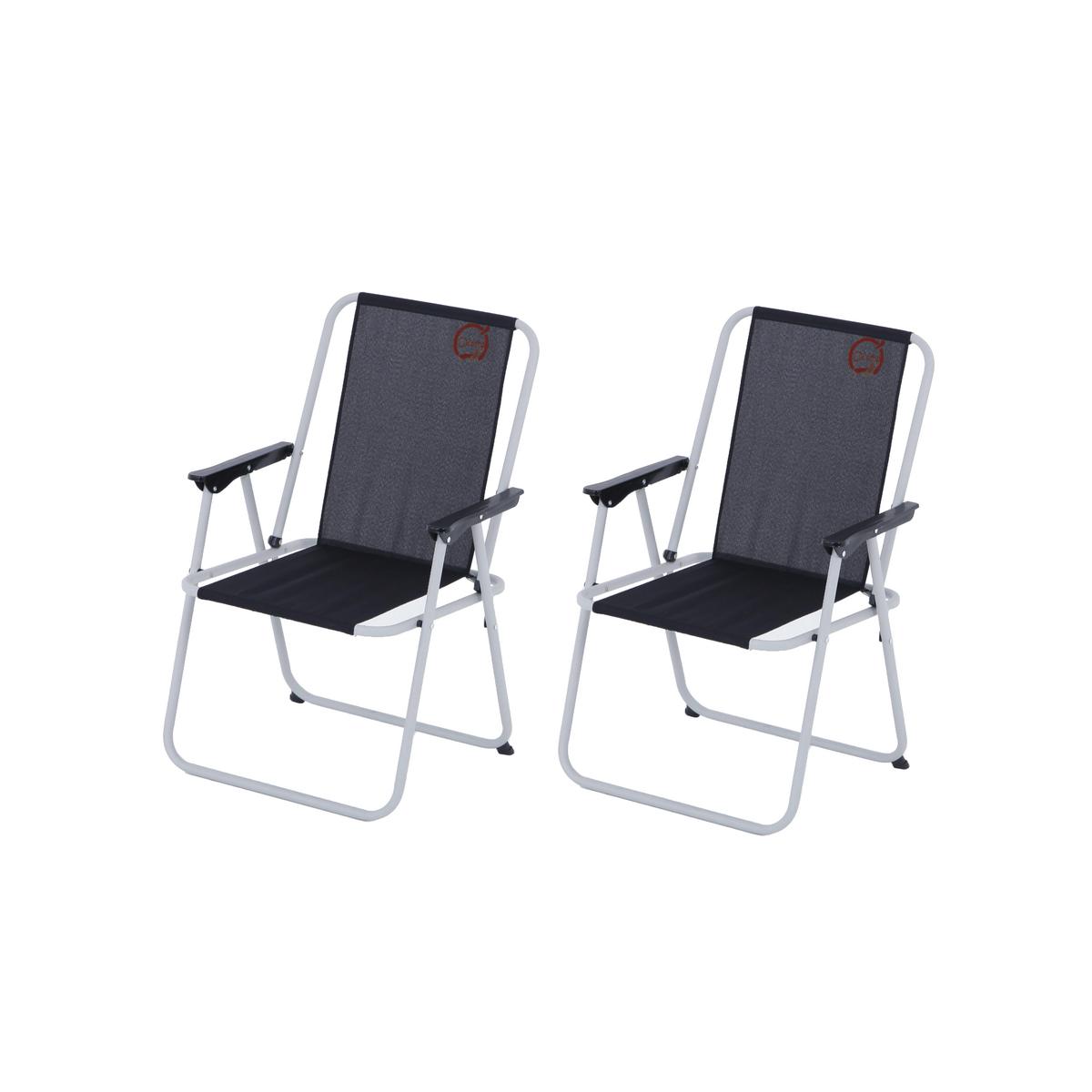 O'Camp Lot de 2 fauteuils piccolo de camping pliables - O'Camp - Noir - Dimensions : 57 x 55 x 80 cm