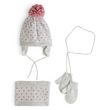 IN EXTENSO Ensemble bonnet + snood + gants bébé fille. Coloris disponibles : Gris