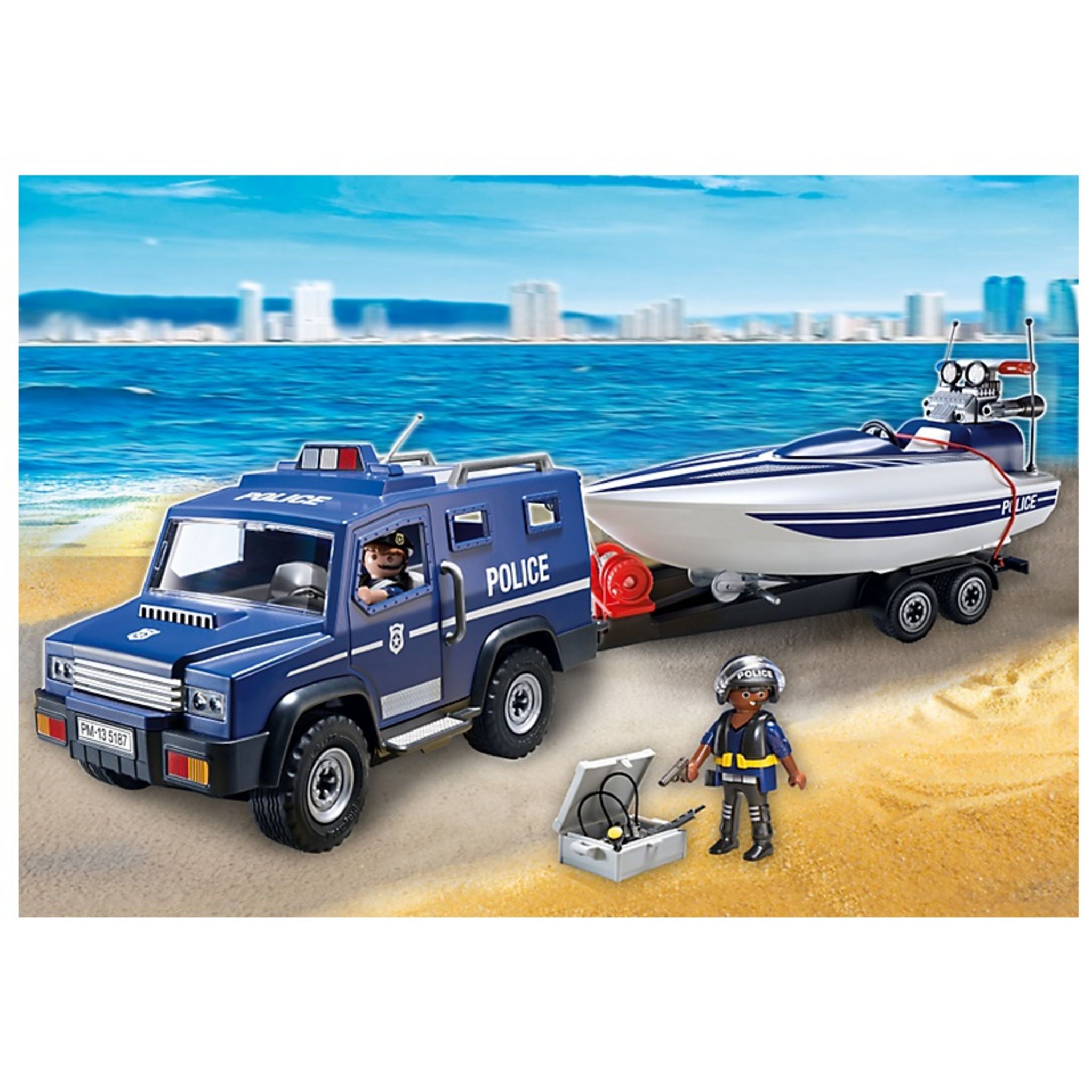 PLAYMOBIL 5187 Fourgon et vedette de police pas cher 