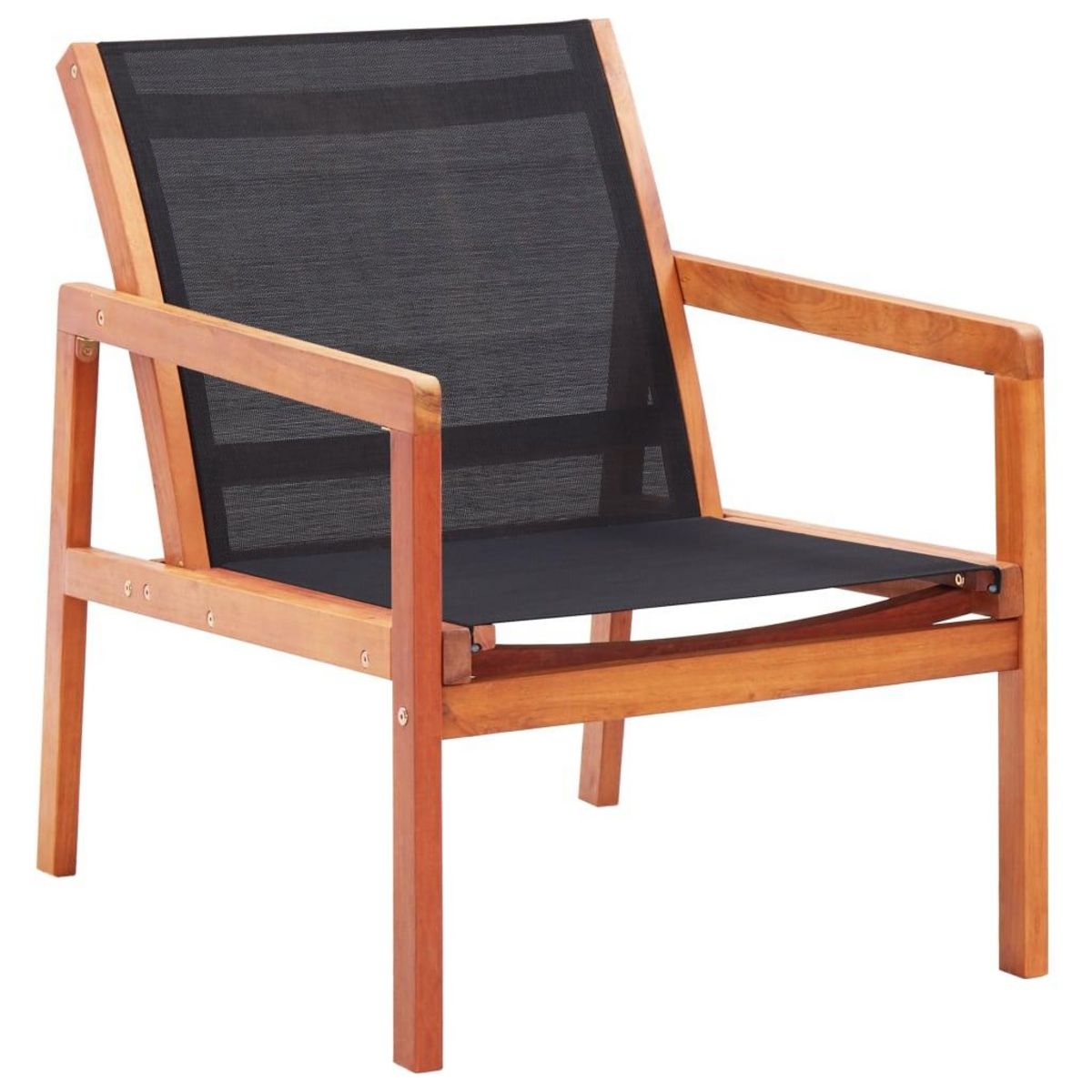 VIDAXL Chaise de jardin Noir Bois d'eucalyptus solide et textilene