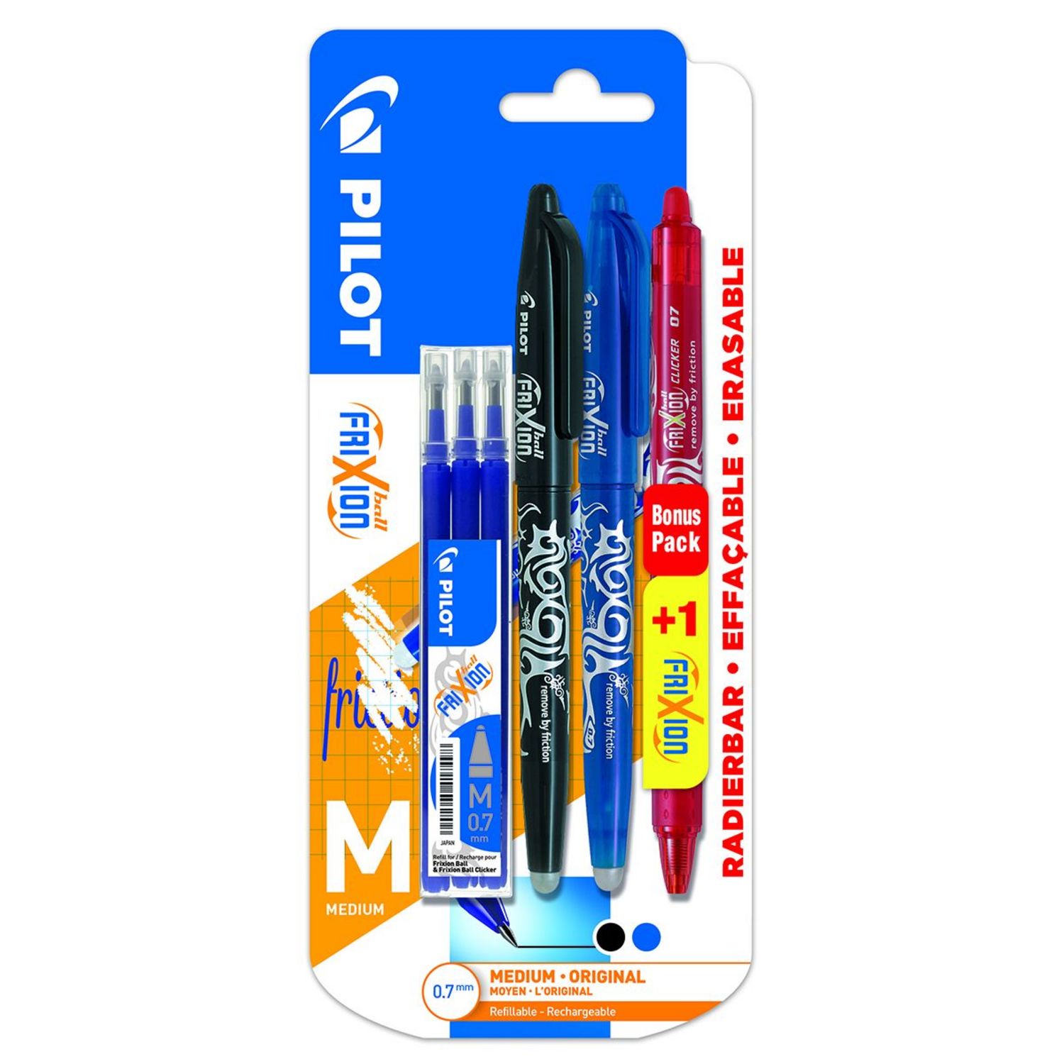 Recharge pour stylo effaçable Frixion Pointe moyenne 6 bleu