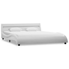 Cadre de lit avec LED Blanc Similicuir 120 x 200 cm