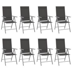 Chaises de jardin pliables 8 pcs Textilene Noir