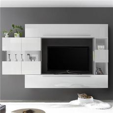NOUVOMEUBLE Ensemble meuble TV design blanc laqué ALCAMO