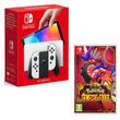 nintendo console nintendo switch (modèle oled) joy-con blanc + pokémon ecarlate nintendo switch