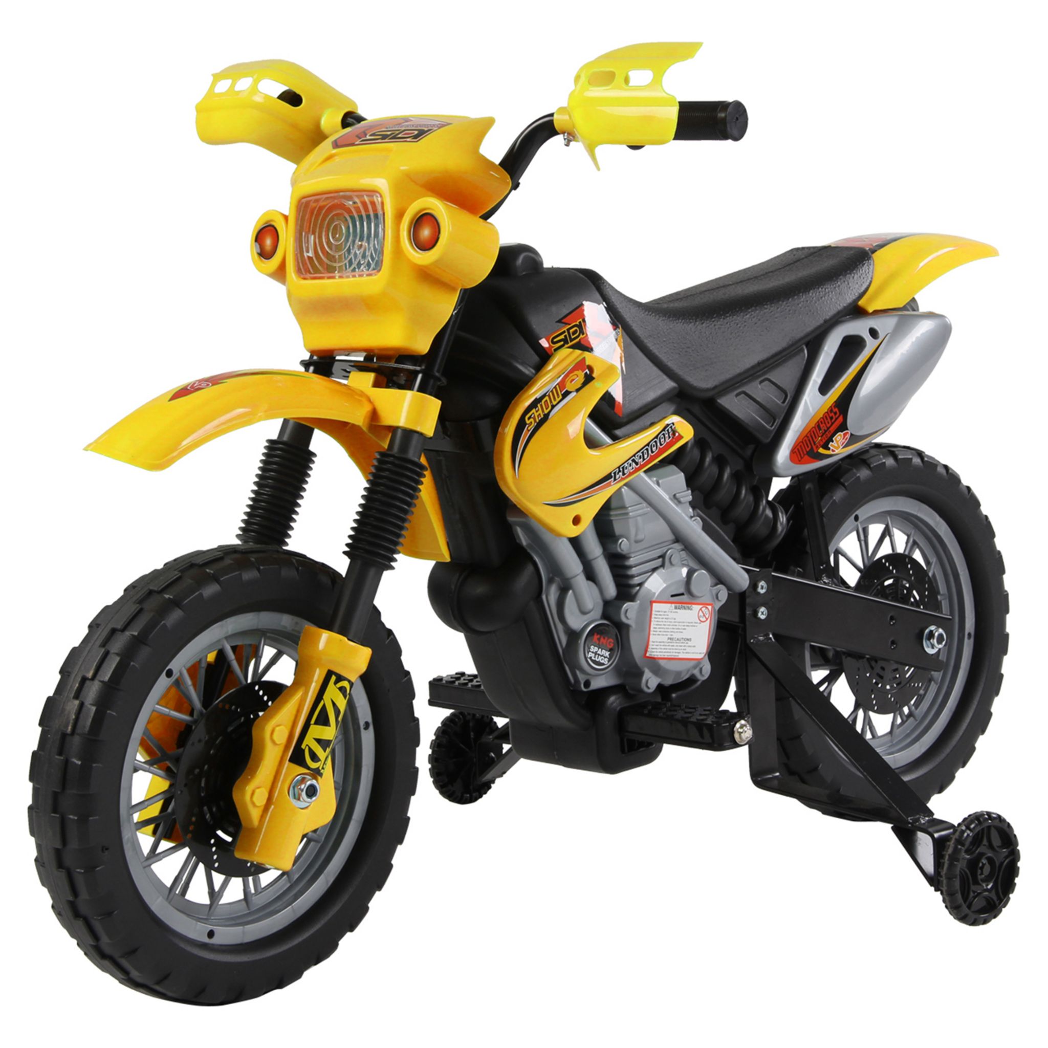 HOMCOM Moto Cross électrique enfant 3 à 6 ans 6 V phares klaxon musiques  102 x 53 x 66 cm jaune et noir pas cher 