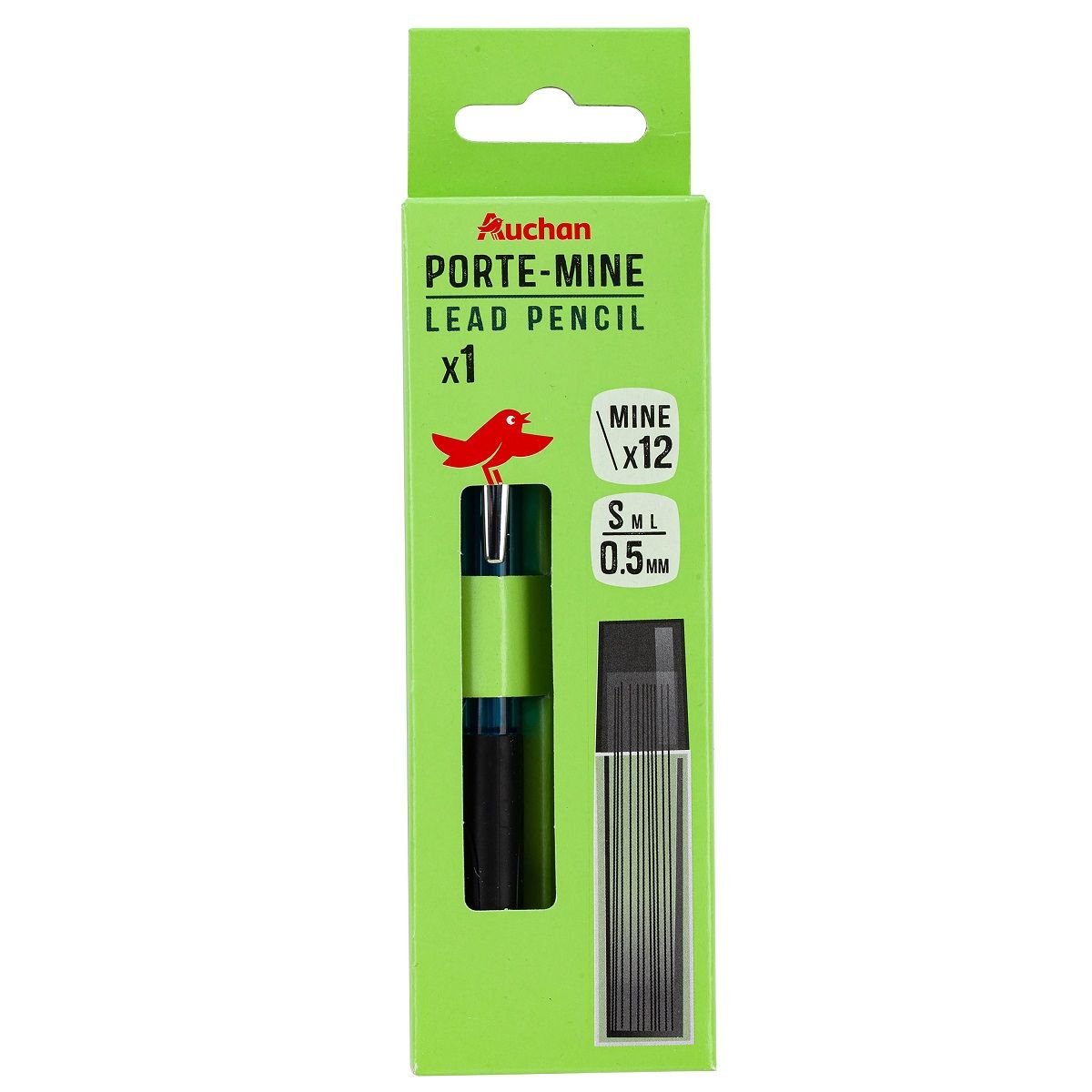 AUCHAN Lot de 1 porte-mine 0.5mm + 12 mines bleu clair pas cher 