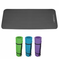 VIVEZEN Tapis de yoga, de gym, d'exercices 180 x 60 x 1,2 cm + sac de transport (Gris)