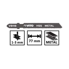 Lames métal pour Scie sauteuse Longueur 77mm VITO Coupe 1 à 3mm Emboîtement Bosch VB118.